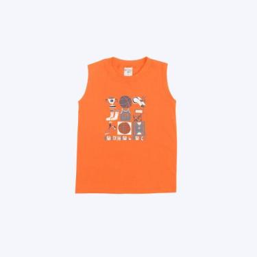 Imagem de Camiseta Regata Basquete Infantil Masculino Have Fun 29728, Laranja, 3
