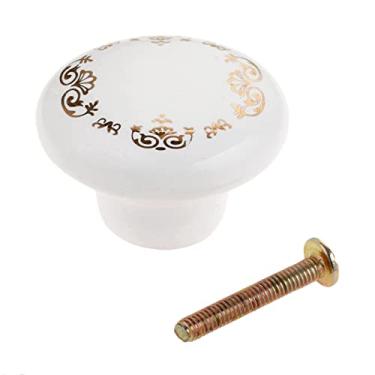 Imagem de Armário de botão de gaveta cerâmica puxa armário armário puxão punho móveis hardware único buraco 38mm vintage flor chapeado YYDFPIIA (Color : E)