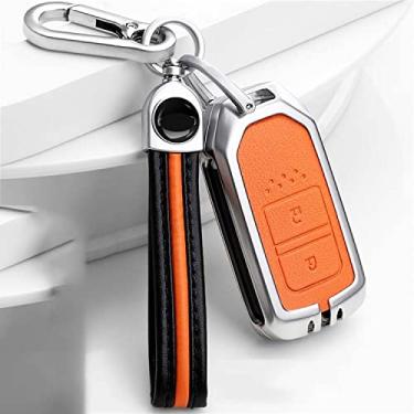 Imagem de Capa de chave de carro com 2 botões de liga de zinco, adequada para Honda Fit Vezel City Civic Jazz BRV BR-V HR-V Shuttle Gp8 (chaveiro laranja B)