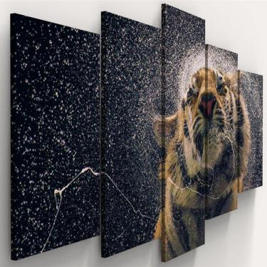 Imagem de Quadros Decorativos Tigre Colorido Sala Quarto 