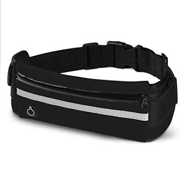 Imagem de E Tronic Edge Cinto de corrida para mulheres e homens, cinto de dinheiro e pochete de corrida, pochete de caminhada, suporte para celular, dinheiro e chaves, bolsa ajustável para cinto cabe na maioria dos tamanhos de telefone e cintura, Preto, Universal Fit