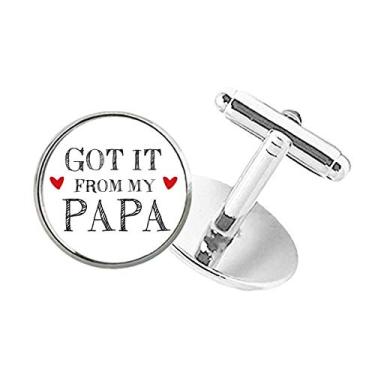 Imagem de DIYthinker Got It from My Papa Children Pather Present Abotoaduras de botão redondo