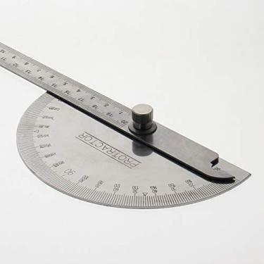 Imagem de Bettomshin Localizador de ângulo de cabeça redonda de 180 graus transferidor de aço inoxidável com braço ajustável de 20 cm para desenho de marcenaria 1 peça