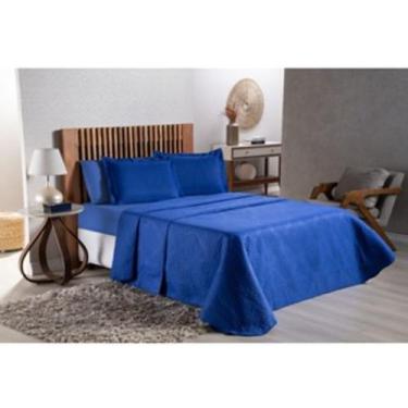 Imagem de Kit Cobre Leito mais Lençol Casal  4 peças  Azul Royal/115-104AR - Luc