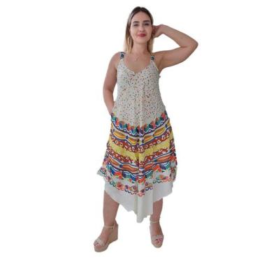 Imagem de Vestido Feminino Indiano Alça Trapézio Longo Plus Size-Cod.5037 - ALÉC