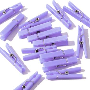 Imagem de 60 peças de prendedor de roupa para chá de bebê, mini pinos de 3,6 cm para decoração de festa (Roxo)