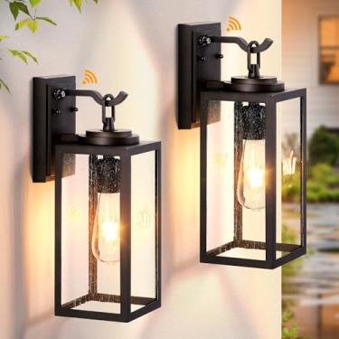 Imagem de OPAXIS Luminárias De Varanda Modernas Em Bronze, Frontais Do Anoitecer Ao Amanhecer, Arandela Externa Vidro, Parede Alumínio À Prova D'Água Para Garagem Residencial, Base E26, Pacote Com 2