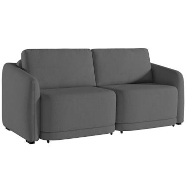 Imagem de Sofá Cama Casal Para Sala 236cm Polska Z08 Linho Cinza Escuro - Mpozenato