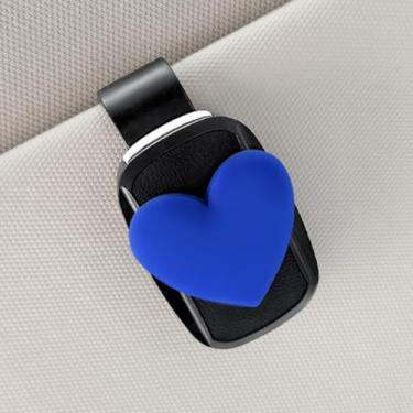 Imagem de Cute White Car Visor Sunglasses Holder with Pink Pad & Red Heart, Secure Clip-on Eyewear Organizer for Women Men, Easy Install Automotive Accessory​