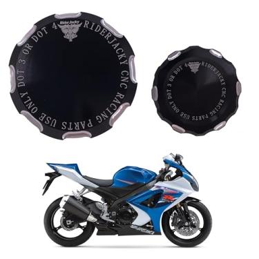 Imagem de Riderjacky Compatível com a tampa do reservatório de fluido da embreagem do freio dianteiro da motocicleta Suzuki GSXR GSX-R 1000 2007-2008 (preto)