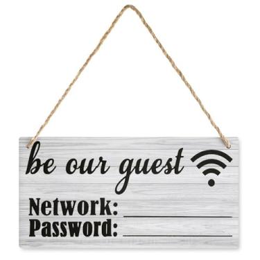Imagem de Placa de decoração de madeira com senha WiFi Be Our Guest Network Share Hot Spot decoração de parede placa de banheiro placa de parede de madeira decorativa para banheiro presente para casa de 30 x 15