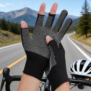 Imagem de 4 pares de luvas finas de vazamento referem-se a luvas respiráveis de proteção solar unissex para equitação ao ar livre (4 pares preto)