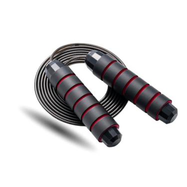 Imagem de Corda de Pular Profissional Fitness Ajustável 3m com Rolamentos Cabo de Aço Revestido em PVC, Pegada Ergonômica Antiderrapante para Crossfit, HIIT e Treinos (Vermelho)