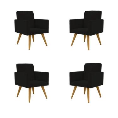 Imagem de Kit 04 Poltronas Cadeira Escritório Recepção preto