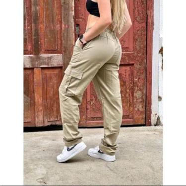 Imagem de Calça Cargo Feminina Skatista Preta Caqui e Bege - Natalia Store, Bege