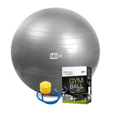 Imagem de Bola De Pilates Yoga Fitball GymBall 65cm Com Bomba MBFit, Cinza