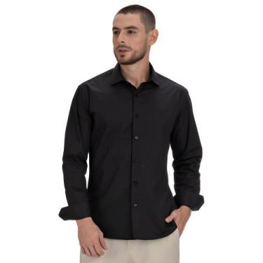 Imagem de Camisa Social Slim Fit Original Arrow - Preto, Preto, 3