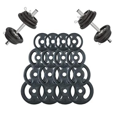 Imagem de Kit Halteres de Anilhas e Barras Fitness - 44 Kg