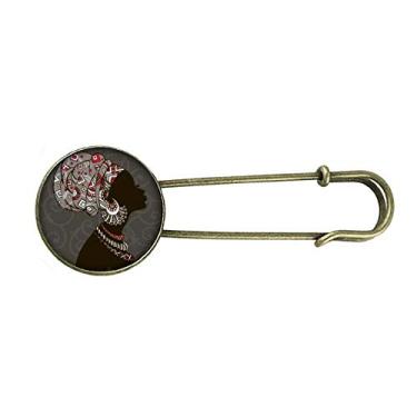 Imagem de Brinco feminino africano preto aborígene retrô de metal broche de pino joia