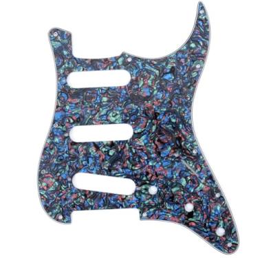 Imagem de Musiclily 11 Furos Escudo SSS Pickguard Strato para Guitarra Fender EUA/Mexicana Made Stratocaster Standard Estilo Moderno, 4 Camadas Abalone Shell