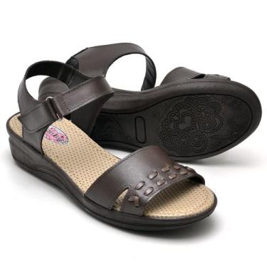 Imagem de sandália feminina Anti-Stress Anatômica Couro Legítimo Confort Plus - 