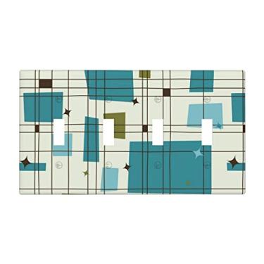 Imagem de Capa de interruptor de luz decorativa moderna de meados do século, placa de interruptor quádruplo placa de parede com 4 interruptores para cozinha, quarto, 11 x 20 cm