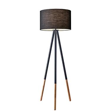 Imagem de Adesso 6285-01 Lâmpada de chão Louise, 153 cm, 150 W incandescente/equiv. CFL, metal pintado preto com pontas de madeira, 1 lâmpada de chão