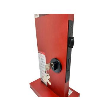 Imagem de Fechadura Rolete Porta de Madeira 3F Preto Fosco Roseta Redonda