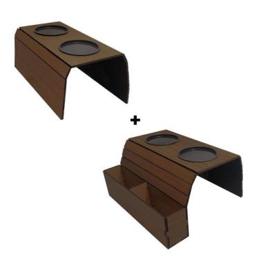 Imagem de Kit 2 Esteira para Braço de Sofá com Porta Copos e com Controle Imbuia