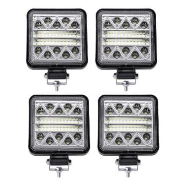 Imagem de Kit 4 Farol Milha Auxiliar 34led 102w 9v36v Quadrado Offroad - Briwax