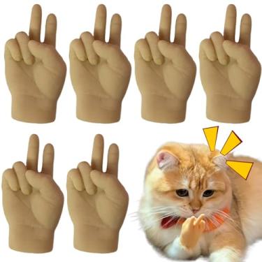 Imagem de Fantoches de dedo, mãos minúsculas para gatos, 6 peças realistas sinal em V mini mãos esticáveis mãos pequenas de silicone engraçadas interativas mãos pequenas para acariciar brincadeira