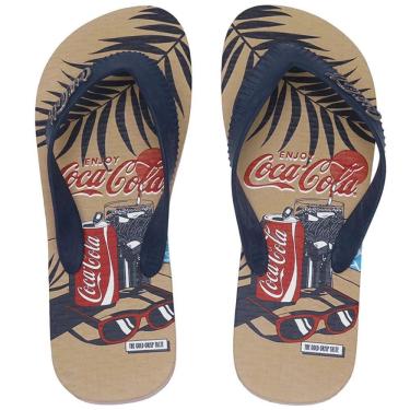Imagem de Chinelo Coca Cola Crisp Taste Bege e Marinho