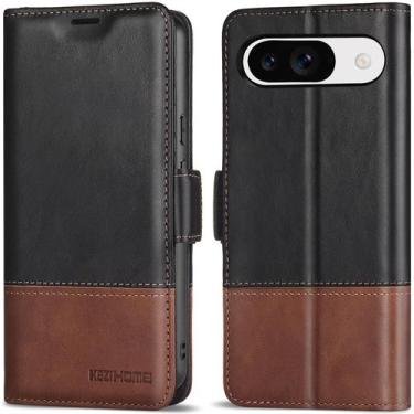Imagem de Capa tipo carteira KeziHome RFID de couro genuíno para Google Pixel 9/