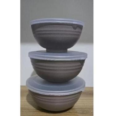Imagem de Conjunto 03 Bowls Com Tampa Bambu PP Lines Azul 2430 Lyor