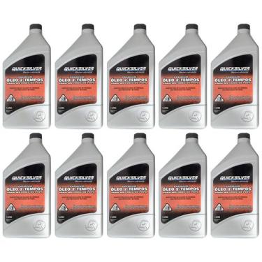 Imagem de Óleo Motores de Popa 2T Quicksilver TCW3 1 Litro Kit Com 10 Litros - M