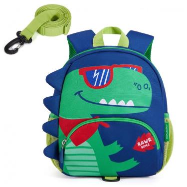 Imagem de Mochila infantil mommore dinossauro verde com guia de segurança