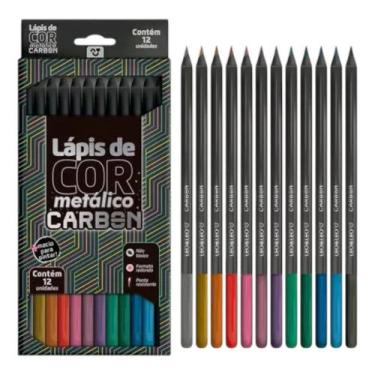Imagem de Lápis Para Colorir Metálico Carbon Line 12 Cores Leo&leo - NoBrand