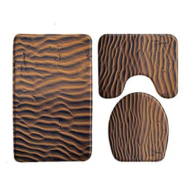Imagem de Tapete de banho de areia de praia 3d conjunto de 3 peças tapete antiderrapante tapete de banheiro tapete capa de banheiro almofada em forma de u produtos de banheiro, 33961J, 3 pcs tapetes, 450mmx750mm