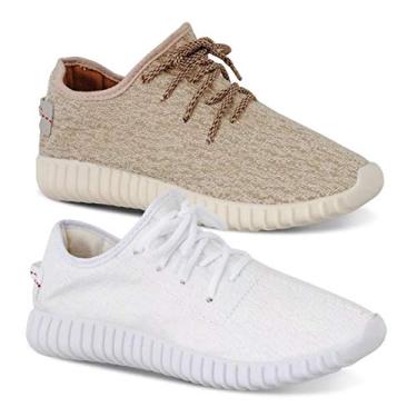 Imagem de Kit 2 Pares Tênis Masculino Caminhada Cor:Branco;Tamanho:38