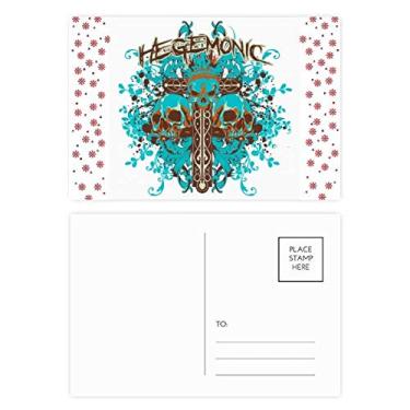 Imagem de Graffiti Street Blue Black Skull Christmas Flower Celebration Cartão postal Blessing Mailing Card