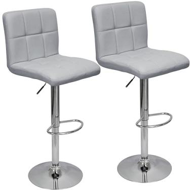 Imagem de Kit 2 Banquetas Confort Gomos Estofada Couro Giratória c/regulagem (Cinza)