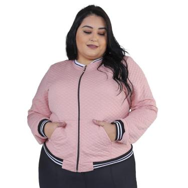 Imagem de Jaqueta Bomber Feminina Plus Size Com Bolsos G1 G2 G3 Blusa Frio Donna Martins