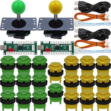 Imagem de SJ@JX Arcade Game 2 Player Controller DIY Kit Microswitch Button 4&8 Way Joystick Zero Delay USB Encoder Fighting Stick Handles Console for PC MAME Raspberry Pi Retropie