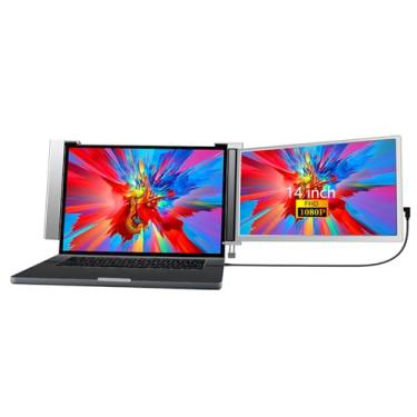 Imagem de Daconovo Monitor portátil de tela de expansão de laptop de 14 polegadas para laptop FHD 1920 * 1080 IPS Monitor de tela dupla Design dobrável Plug-and-Play para laptop de 14 a 17,3 polegadas com supor