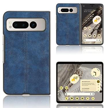 Imagem de Kukoufey Capa para Google Pixel Fold Capa, Retro PU Couro Ultra Slim À Prova de Choque Capa para Google Pixel Fold 5G G9FPL G0B96 Capa Azul