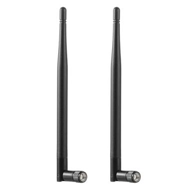 Imagem de Antena WiFi de banda dupla 2,4GHz 5GHz 9dBi com conector macho PR-SMA para câmeras de segurança Reolink, DVRs, roteadores, preto (pacote com 2), Eifagur