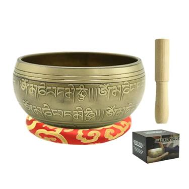 Imagem de Conjunto de tigelas de canto tibetano — tigela de som de meditação feita à mão para ioga, atenção plena e meditação — tigelas de som com caixa de sino tibetano para ioga, relaxamento, mulheres e