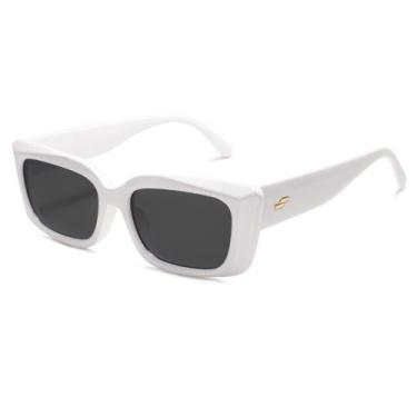 Imagem de Óculos de Sol SOJOS SJ2238 - Modelo Retangular Branco para Mulheres