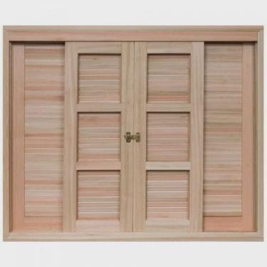 Imagem de Janela de Madeira Veneziana de Correr 100x120cm Com Caixilho 14cm ewk 372 Rondosul