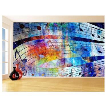Imagem de Papel De Parede 3D Musica Notas Musicais Cores 3,5M Mus47 - Você Decor